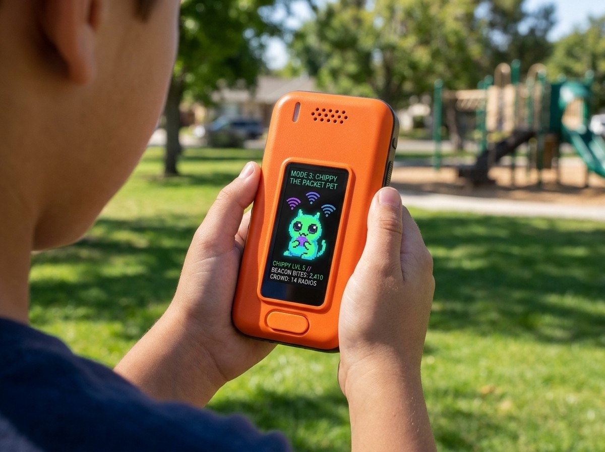 Chippy the Packet Pet in Safety Orange Case